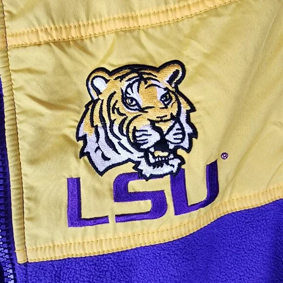 Division 1 LSU Kids Purple Yellow Polyester Front Zip Embroidered Fleece Large - Picture 3 of 6